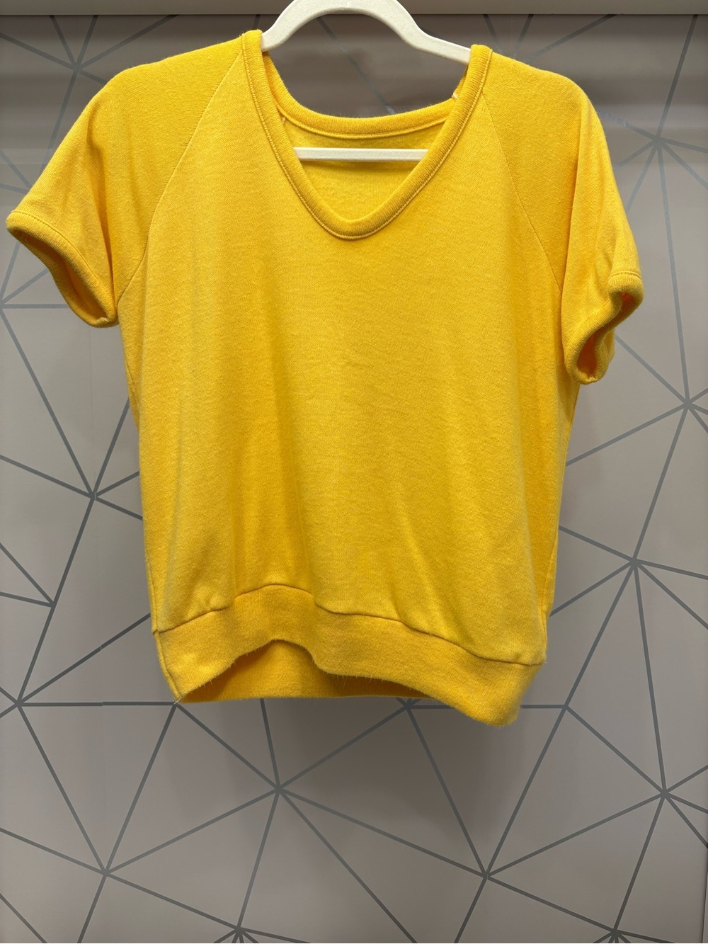 Vintage Mustard Yellow Raglan V Neck Banded Sweatshirt Top